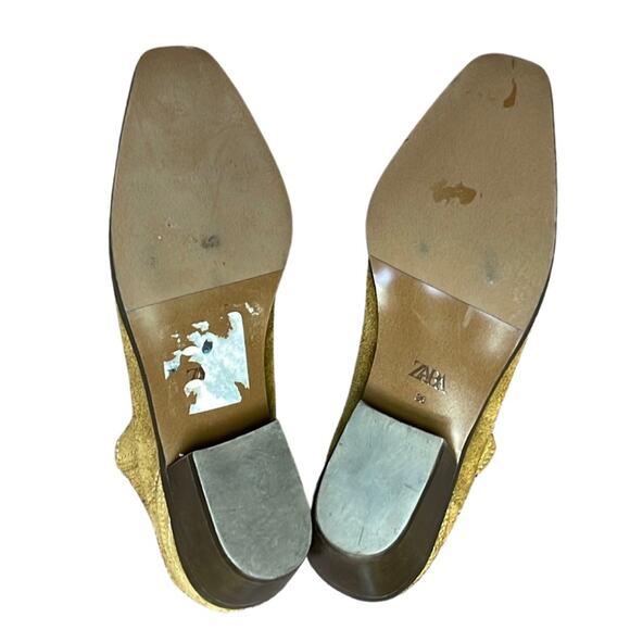 Zara brown suede ankle boots booties low heel size 5.5 - Picture 5 of 9